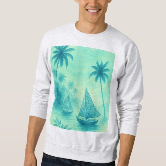 sudadera hombre playa paisaje en azul trui (Voorkant)