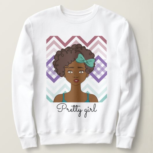 Sudadera Pretty Girl, con dibujo de chica afro Trui (Design voorkant)