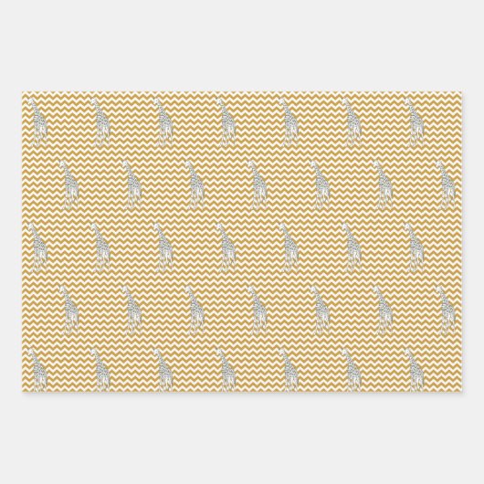 Sudan Brown Safari Chevron met Pop Art Giraffe Inpakpapier Vel (Voorkant 3)