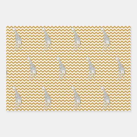 Sudan Brown Safari Chevron met Pop Art Giraffe Inpakpapier Vel (Voorkant)