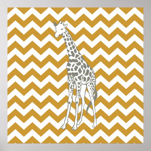 Sudan Brown Safari Chevron met Pop Art Giraffe Poster (Voorkant)