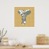 Sudan Brown Safari Dot met Pop Art Elephant Poster (Keuken)