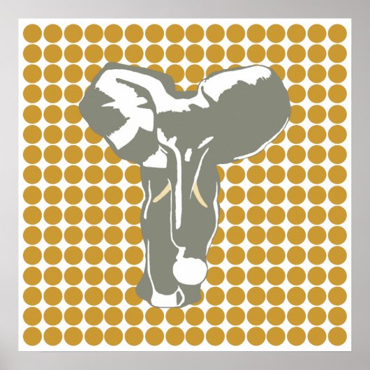 Sudan Brown Safari Dot met Pop Art Elephant Poster (Voorkant)
