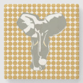Sudan Brown Safari Dot met Pop Art Elephant Stenen Onderzetter (Voorkant)