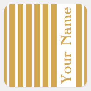 Sudan Brown Safari Stripe met naam Vierkante Sticker