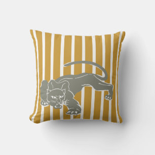 Sudan Brown Safari Stripe Pillow met Leopard Kussen