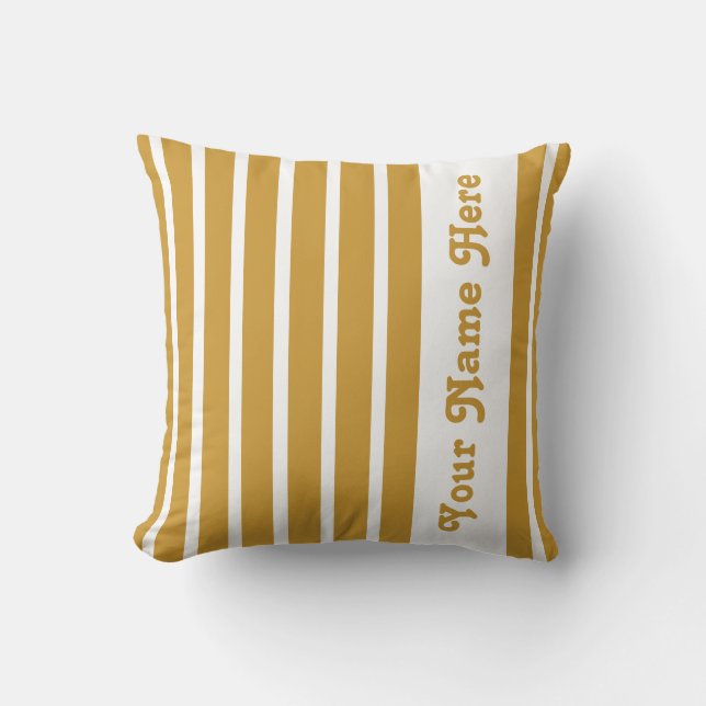 Sudan Brown Safari Stripe Pillow met naam Kussen (Voorkant)