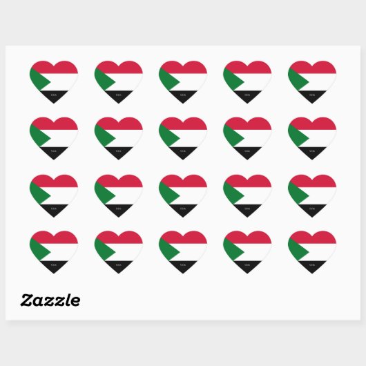 Sudan Flag Splendid Patriotic Hart Sticker (Vel)