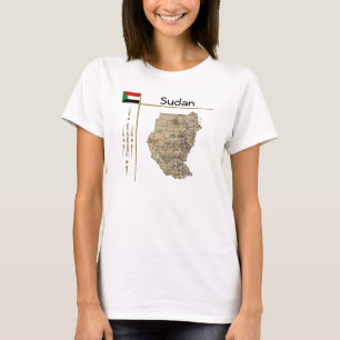 Sudan Kaart + Vlag + Titel T-Shirt