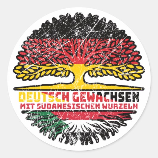 Sudan Sudanesisch Deutsch Deutschland Baum Wurzel Ronde Sticker (Voorkant)