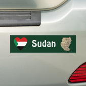 Sudan Vlag Hart + Landkaart Bumpersticker (Op auto)