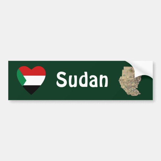 Sudan Vlag Hart + Landkaart Bumpersticker (Voorkant)