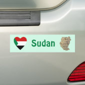 Sudan Vlag Hart + Landkaart Bumpersticker (Op auto)