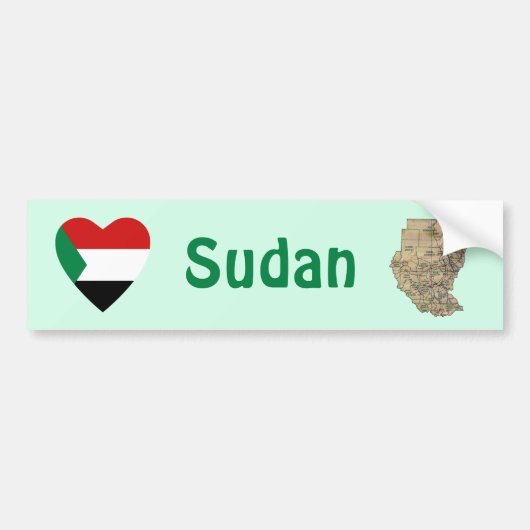 Sudan Vlag Hart + Landkaart Bumpersticker (Voorkant)