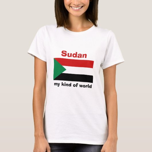 Sudan Vlag + Kaart + Tekst T-Shirt (Voorkant)