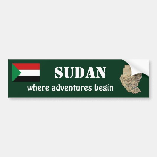 Sudan Vlag + Landkaart Bumpersticker (Voorkant)