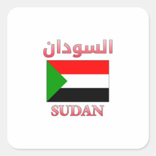 Sudanese vlag ا س و ا ن Arabisch en Engels WordArt Vierkante Sticker