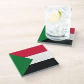 Sudanese vlag glazen onderzetter (Schuin)