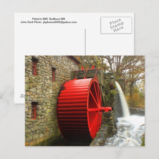 Sudbury Grist Mill Water Wheel Briefkaart (Voorkant / Achterkant)