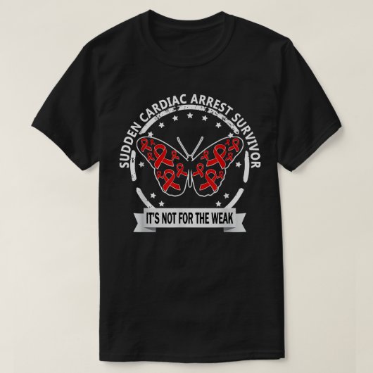 Sudden Cardiac: Survivor, red. ribbon butterf T-shirt (Design voorkant)