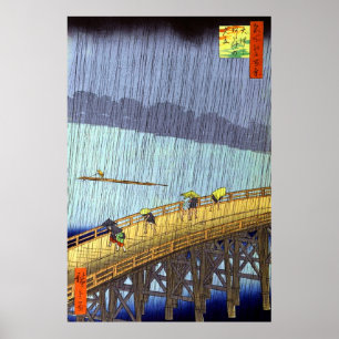 Sudden Shower over Shin-Ohashi Utagawa Hiroshige Poster