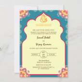 Sudh Desi Indiase Hindoe bruiloft Ganesha Logo Cha Kaart (Voorkant)