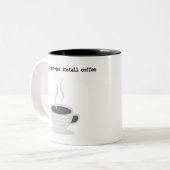 sudo apt-get install-koffie Funny Linux Command Tweekleurige Koffiemok (Voorkant links)