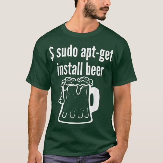 Sudo Apt Get Installeer Bier Linu Bier Lover Grapp T-shirt (Voorkant)