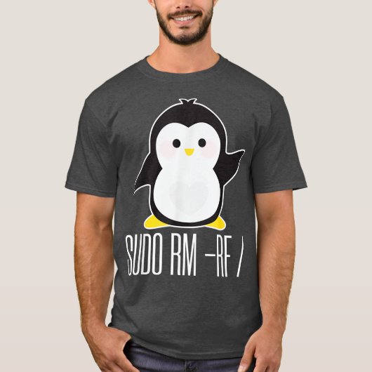 sudo rf Grappige Linu sysadmin opdracht T-shirt (Voorkant)