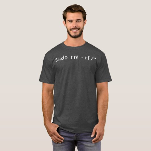 Sudo rf Grappige Linuecodering T-shirt (Voorkant volledig)