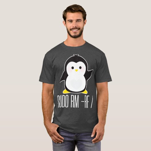 sudo rf Grappige Linux sysadmin opdracht T-shirt (Voorkant volledig)