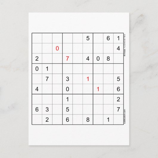 Sudoku Birthday Card 07-11 Feestdagenkaart (Voorkant)