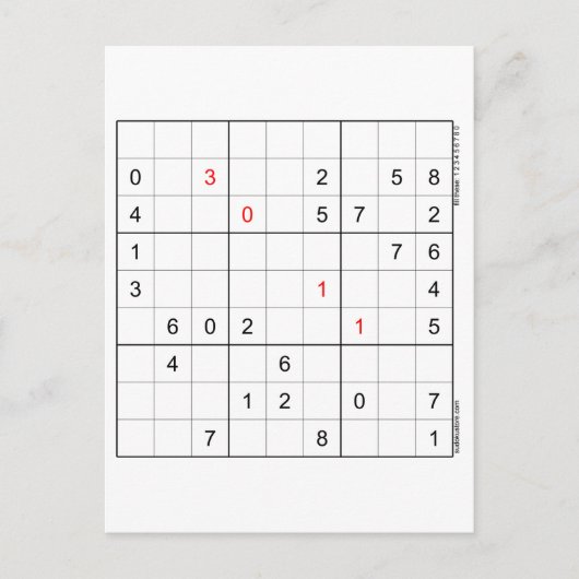 Sudoku Birthday Card 30-11 Feestdagenkaart (Voorkant)