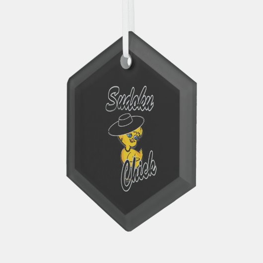 Sudoku Chick #4 Glas Ornament (Voorkant links)