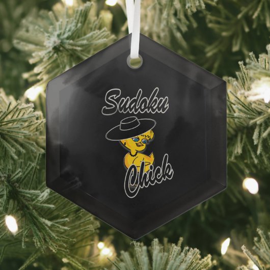 Sudoku Chick #4 Glas Ornament (Insitu)