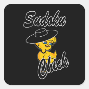 Sudoku Chick #4 Vierkante Sticker