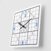 Sudoku Clock met downloadbare puzzle (blauw) Vierkante Klok (Hoek)
