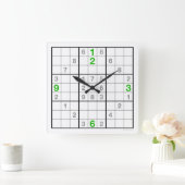 Sudoku Clock met downloadbare puzzle (groen) Vierkante Klok (Huis)