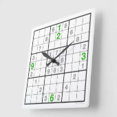 Sudoku Clock met downloadbare puzzle (groen) Vierkante Klok (Hoek)