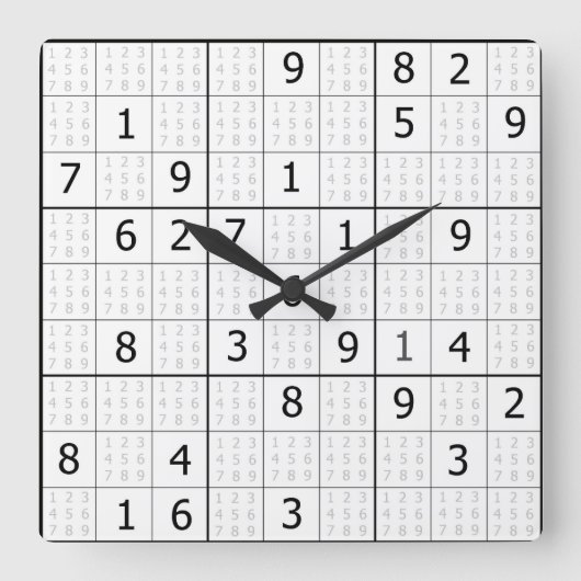 Sudoku Clock Vierkante Klok (Voorkant)