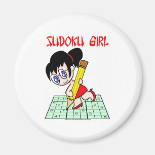 Sudoku Girl Black Hair Magneet