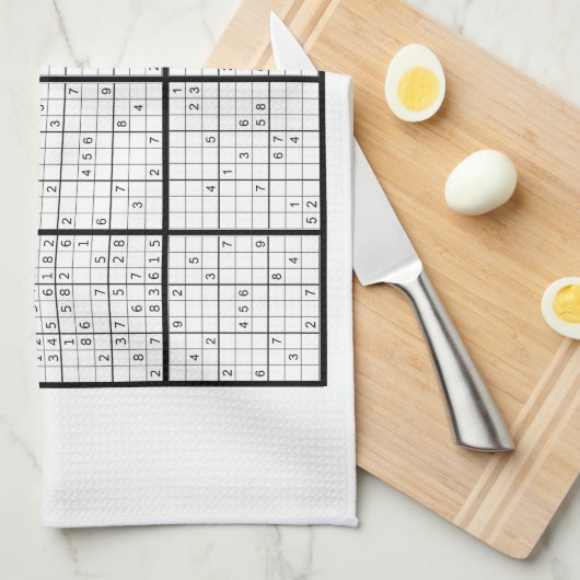 SUDOKU I lost problemen op Monogram Theedoek (Quarter Fold)