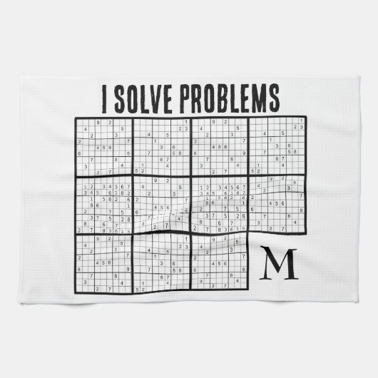 SUDOKU I lost problemen op Monogram Theedoek (Horizontaal)