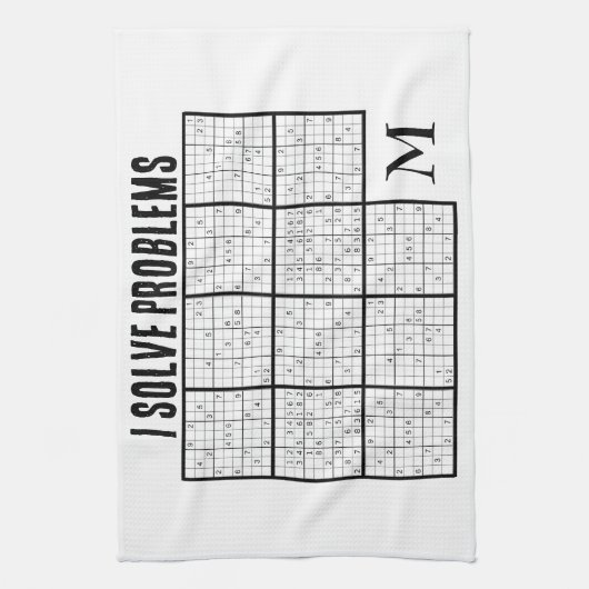 SUDOKU I lost problemen op Monogram Theedoek (Verticaal)