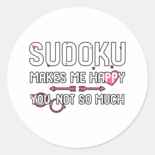 Sudoku maakt me blij je niet zo veel ronde sticker