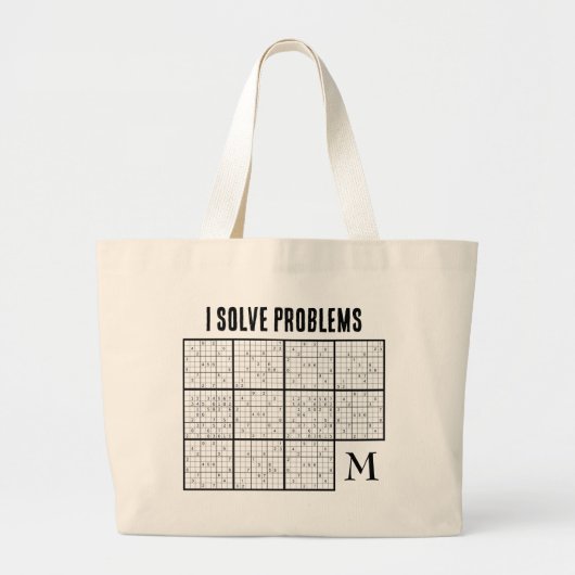 Sudoku Monogram Grote Tote Bag (Voorkant)