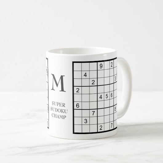 Sudoku monogram naam koffiemok (Voorkant rechts)