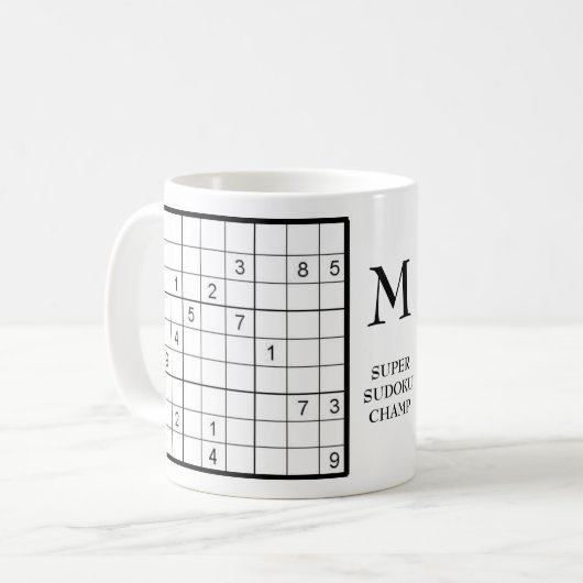 Sudoku monogram naam koffiemok (Voorkant links)