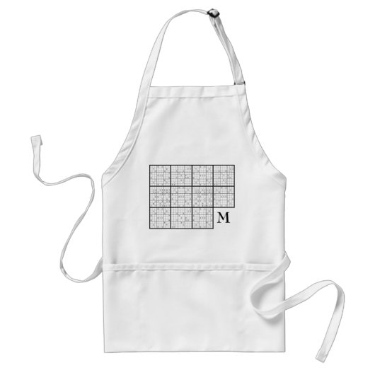 Sudoku Monogram Standaard Schort (Voorkant)