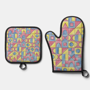 Sudoku One-Modern Bauhaus Geometric Art Ovenwant & Pannenlap Set